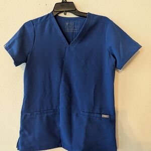 Figs Royal Blue V-Neck Scrub Top